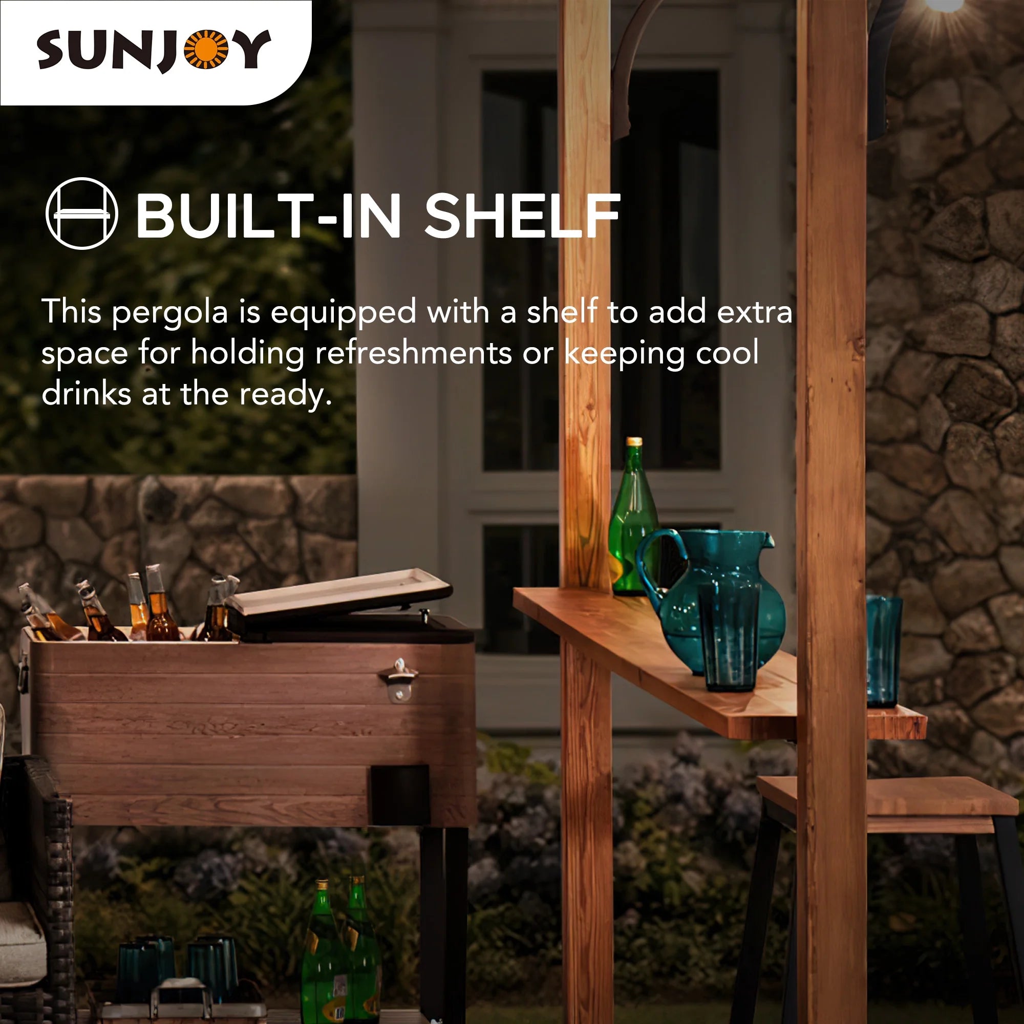 Steel Arched Pergola with Tan Shade S119535