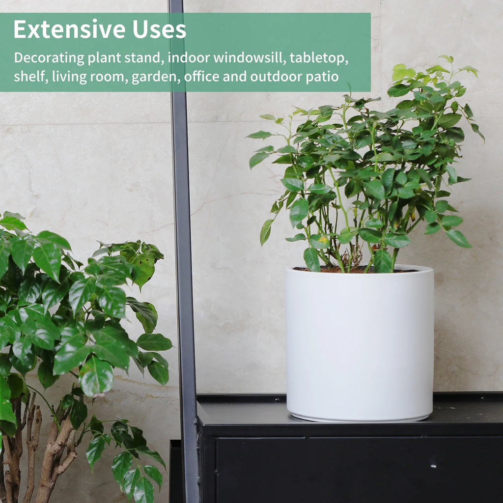 Ceramic Plant Pots with Drainage Hole (White) I536815