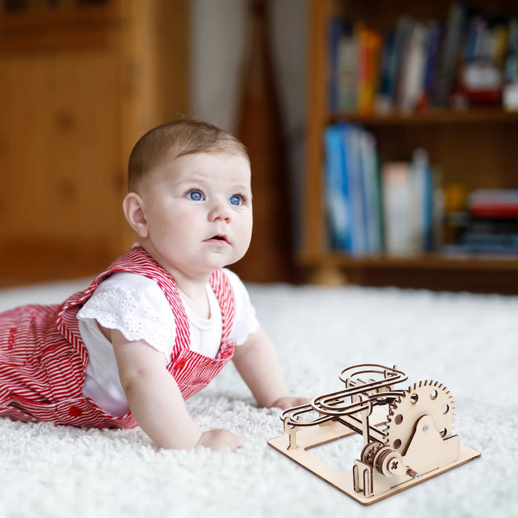 3D Wooden Puzzles Marble Run Set DIY Roller Coaster Toys Mechanical Model N626