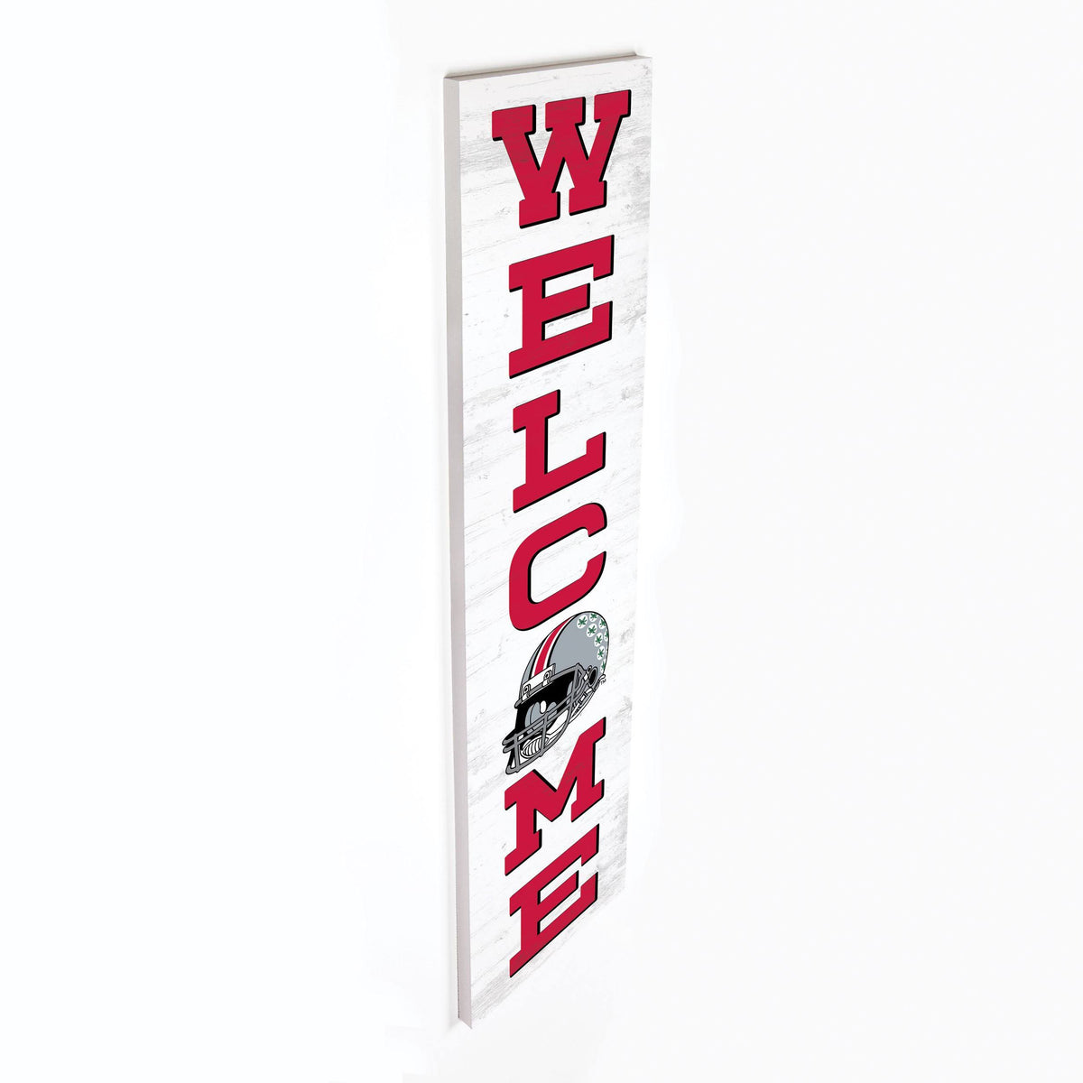 Welcome Ohio State University Buckeyes NCAA 47 x 10.5 Birch Wood Vertical Porch Leaner Sign K119618