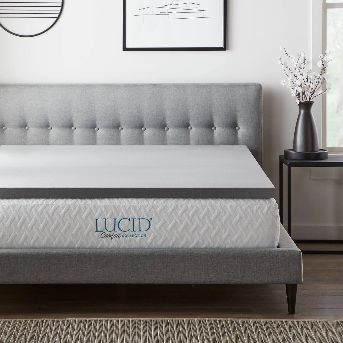 Gray Queen 4 inch Memory Foam Topper U20895