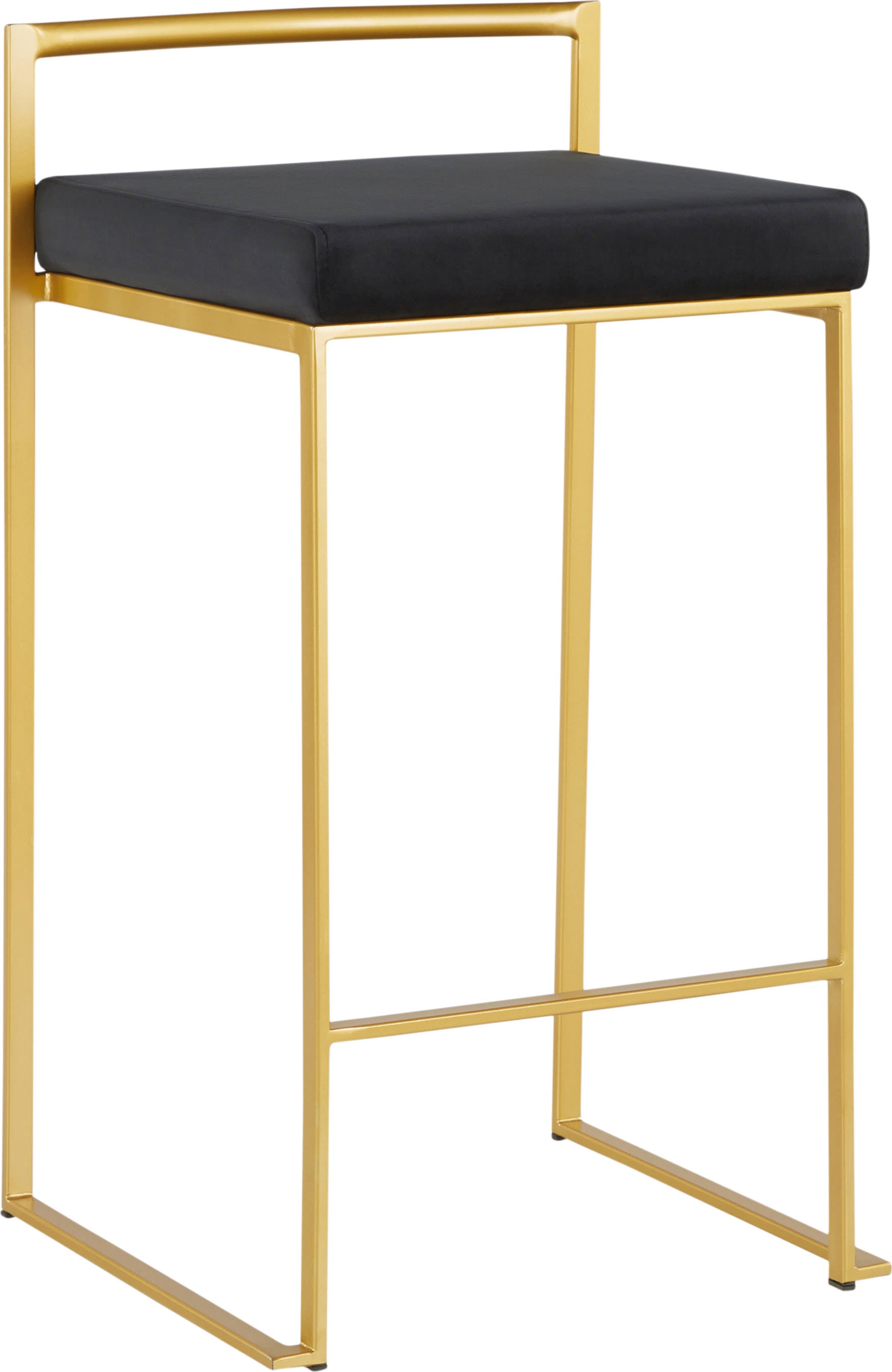 Gold Black Velvet Counter Stool (Set of 2) M407