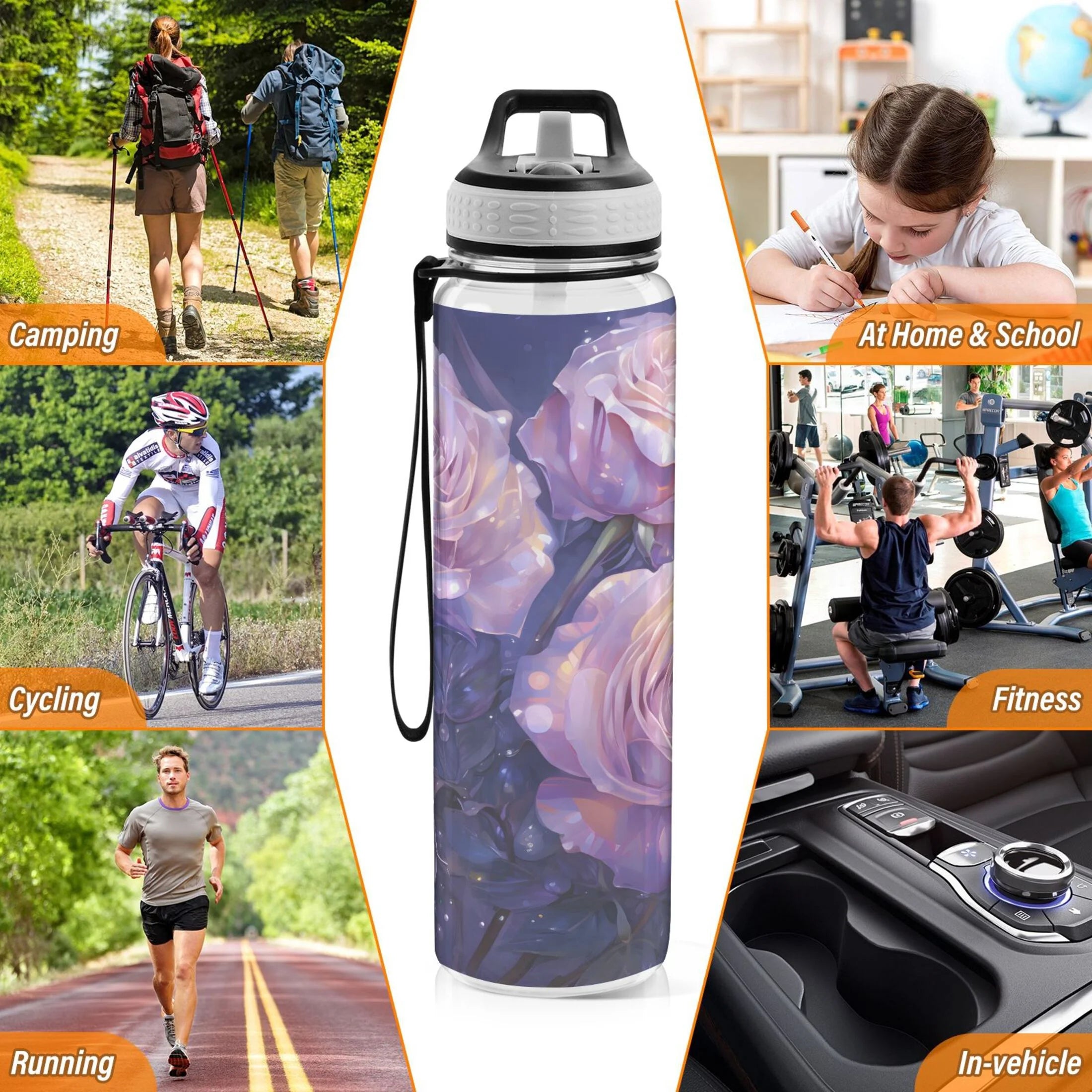 Purple 32oz Tritan Sports Water Bottle with Straw K569