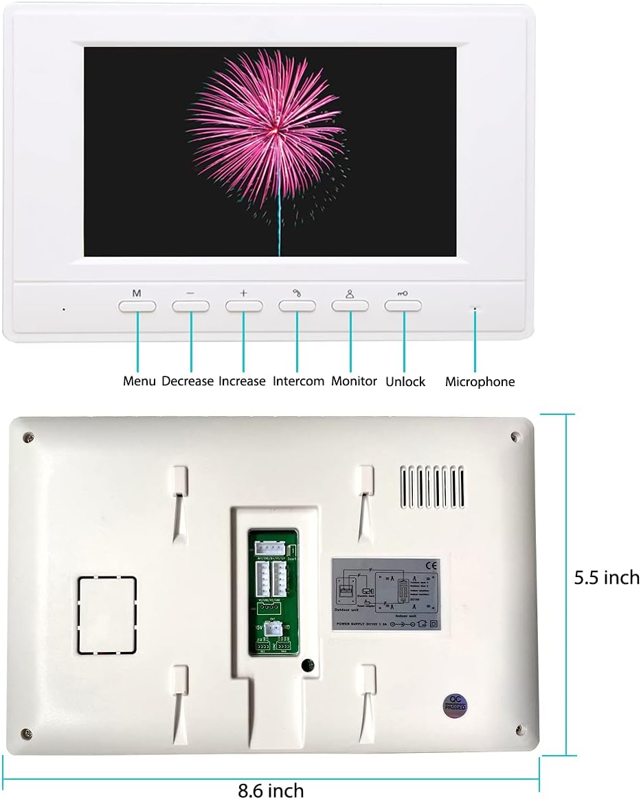 7 Inches Wired Video Door Phone System with IR Night Vision Camera B3949