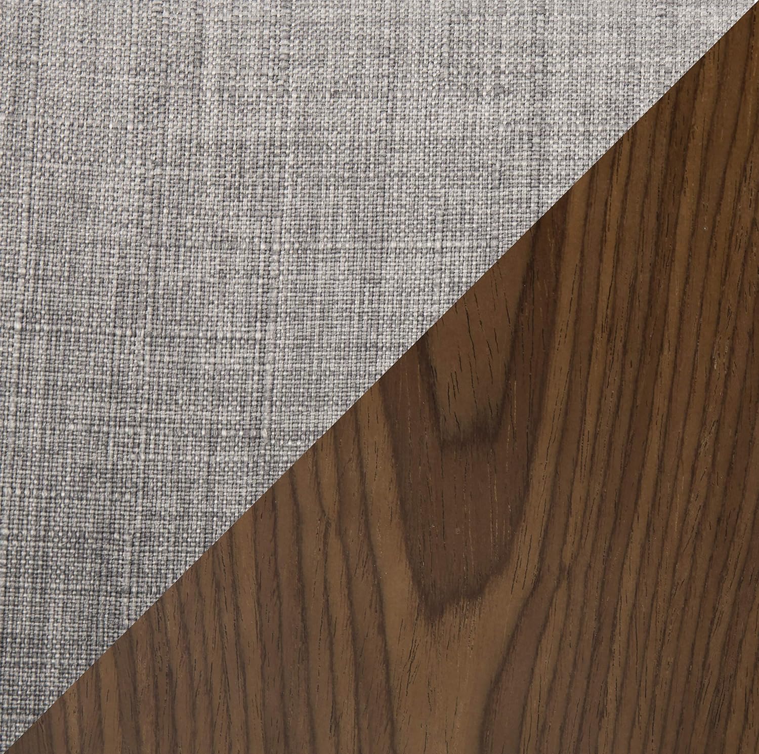 Set Of 2 Walnut Wood Light Grey Fabric Counter Stool W8782
