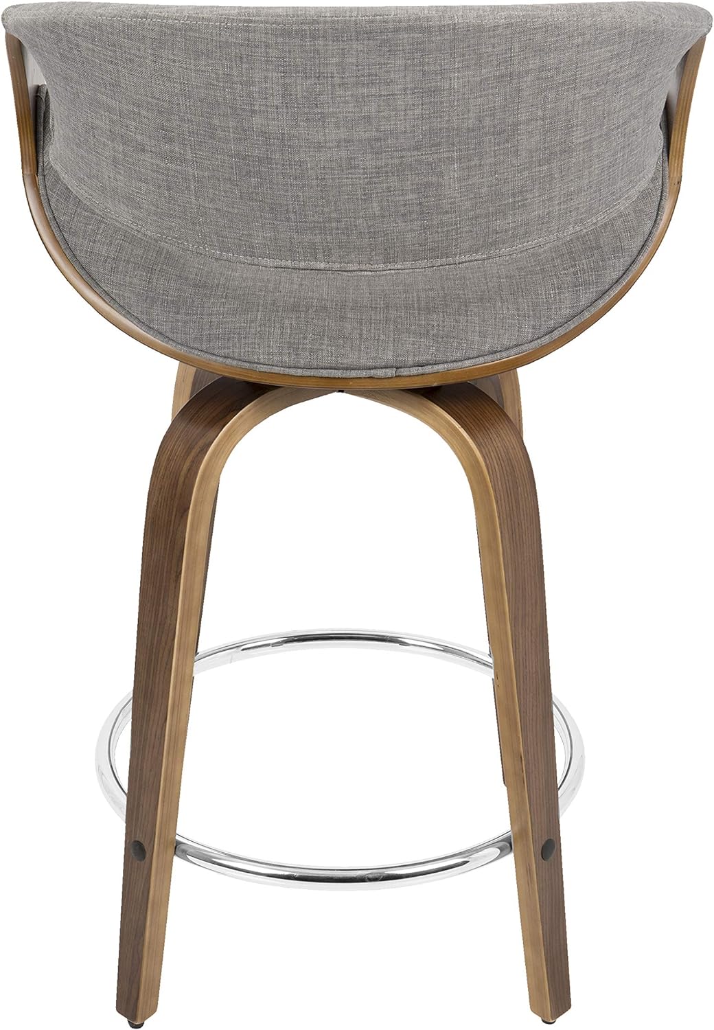 Set Of 2 Walnut Wood Light Grey Fabric Counter Stool W8782
