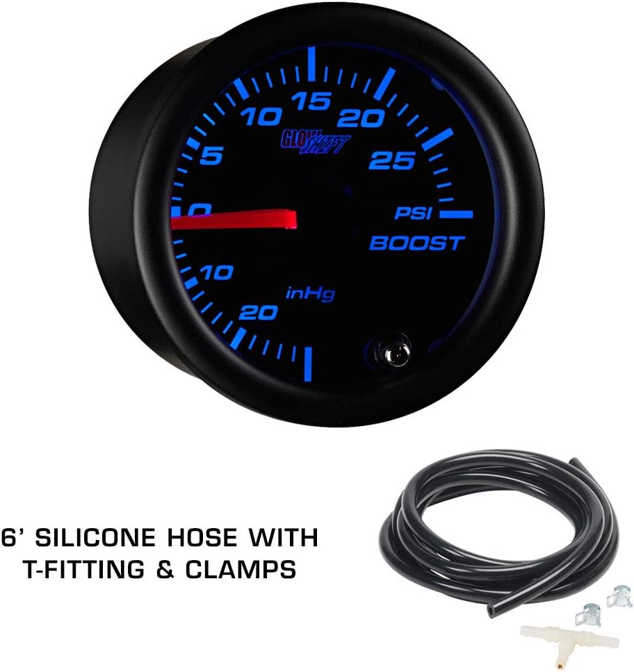 Tinted 7 Color 30 PSI Boost/Vacuum, 100 PSI Oil Pressure & Oil Temperature Gauges, Black Triple Pillar Pod T812