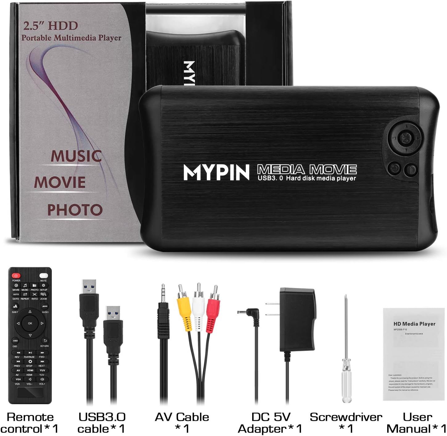 1080P USB3.0 HDMI Media Player with HDMI/AV/Coaxial Output L9468