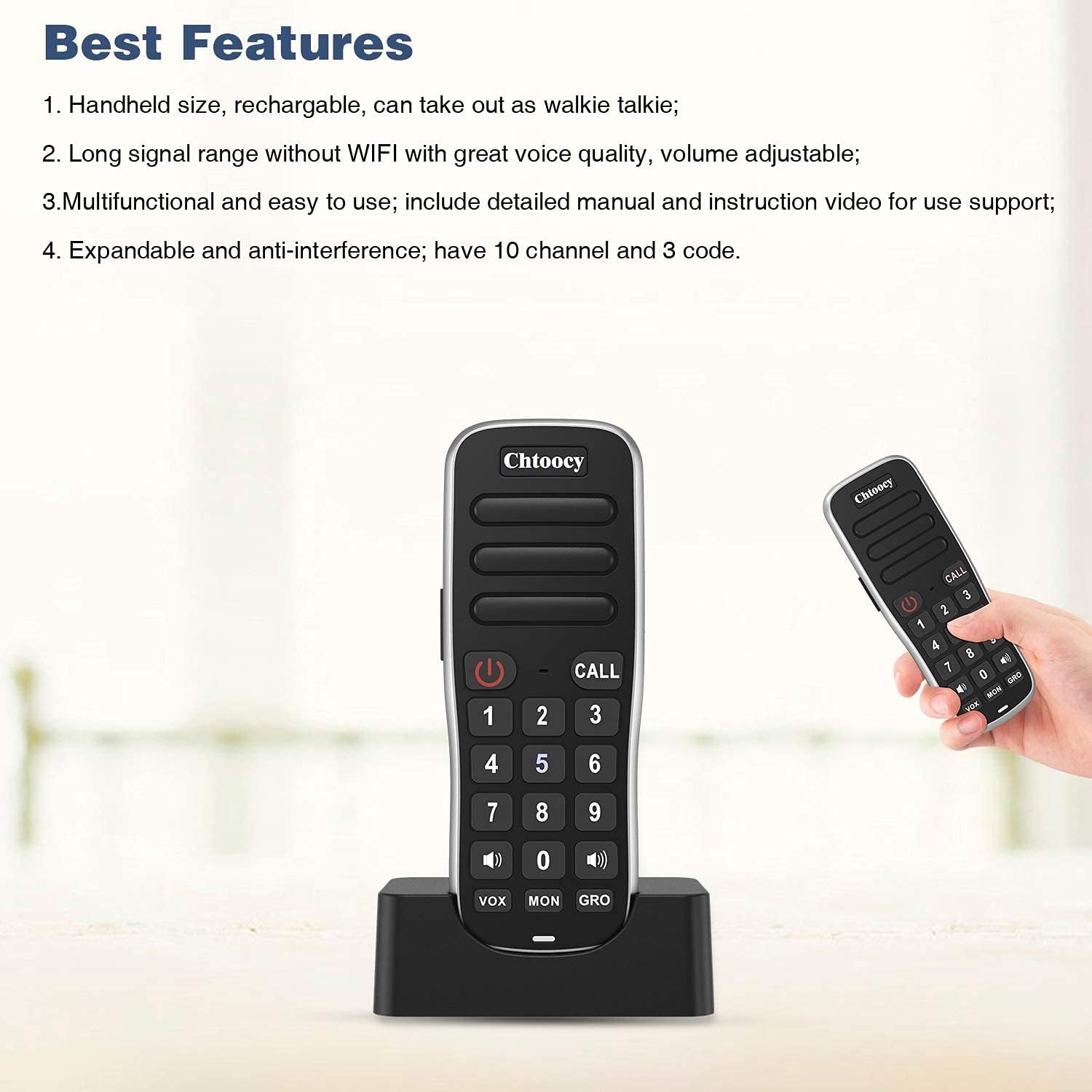4 Packs Black Handheld Wireless Intercom System G925175