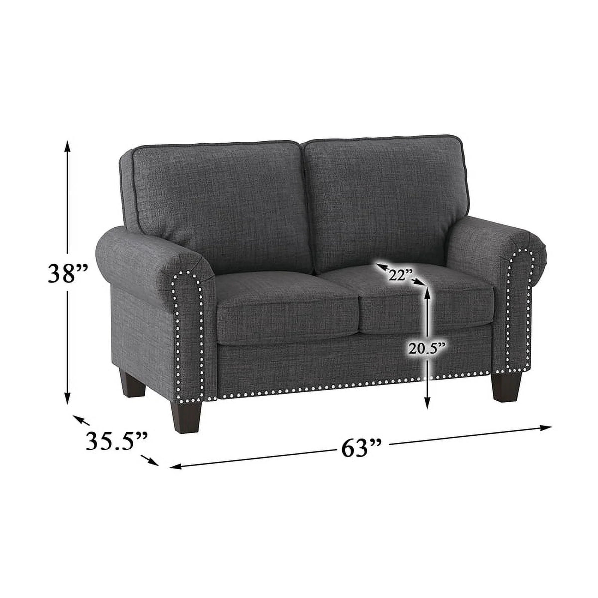 Dark Gray Microfiber Loveseat W886785