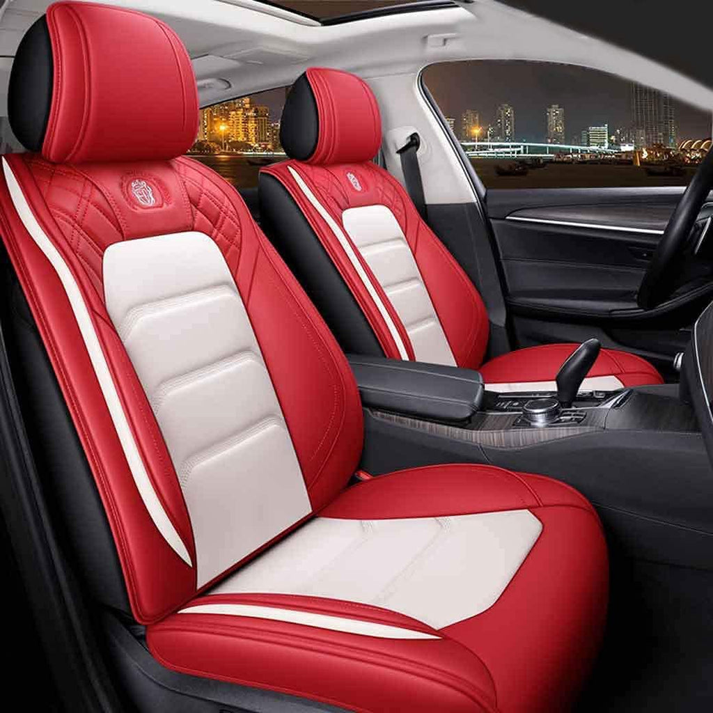 Blue&White Leather Car Seat Covers 5 Seats Full Set W610