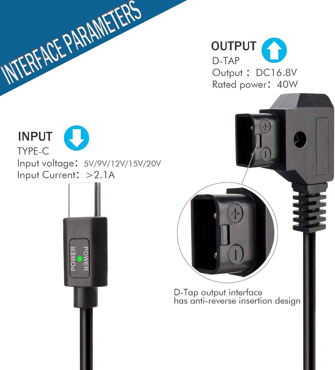 D-Tap Battery Quick Charge Power Adapter Kit for V-Mount Batteries M9821