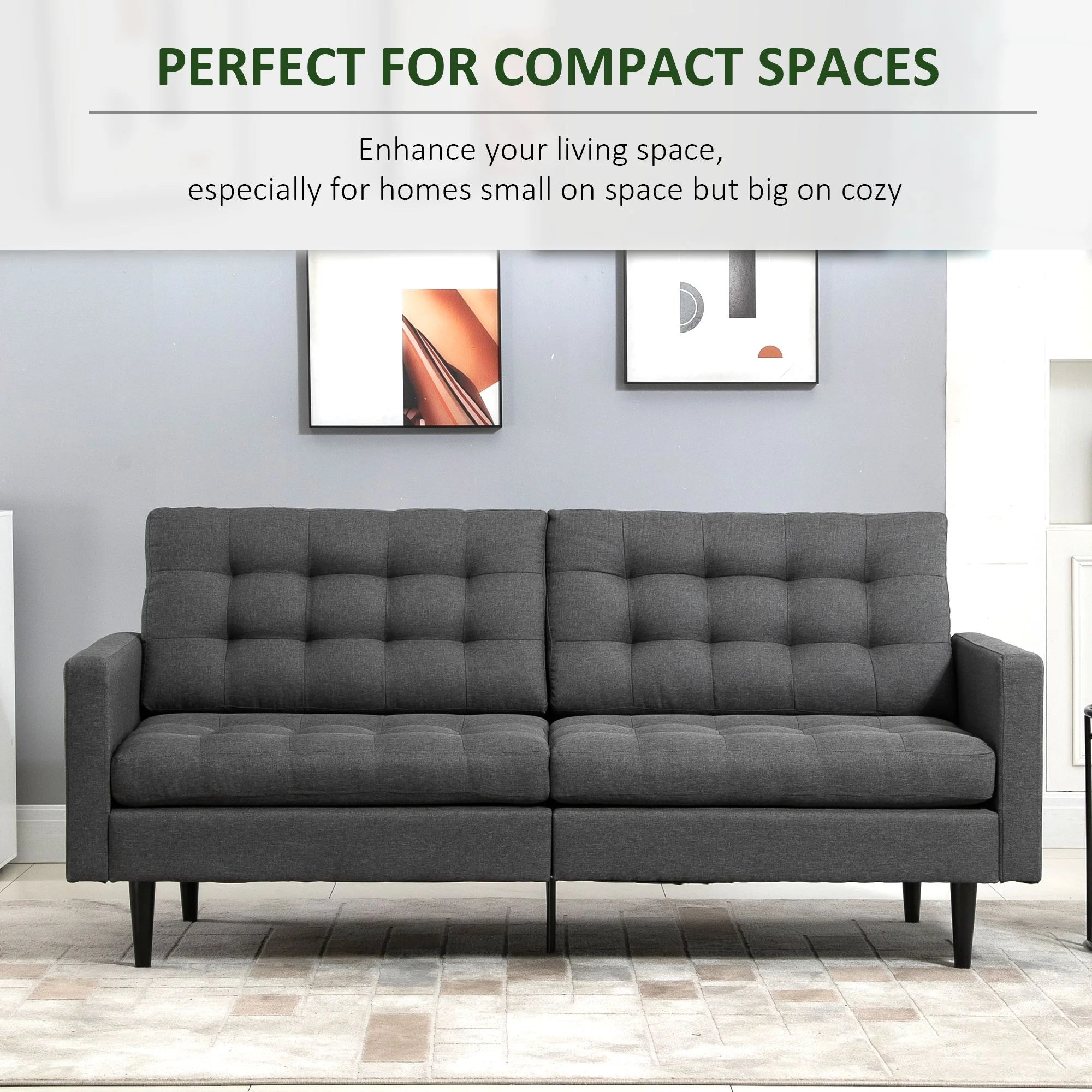 Grey Linen Fabric Convertible Sofa Bed O88930