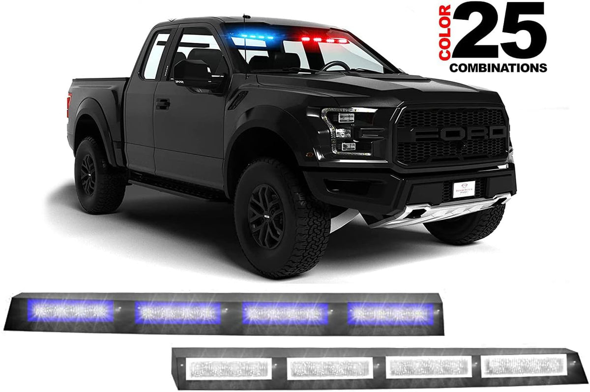 Blue/White LED Strobe Visor Light Bar M726758