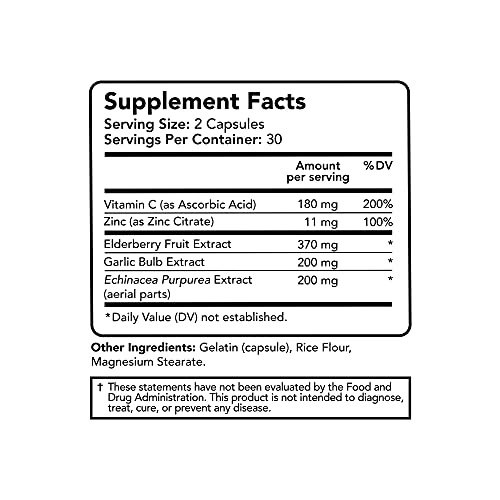 Organic Elderberry Capsules with Vitamin C and Zinc - 60 Capsules G56033