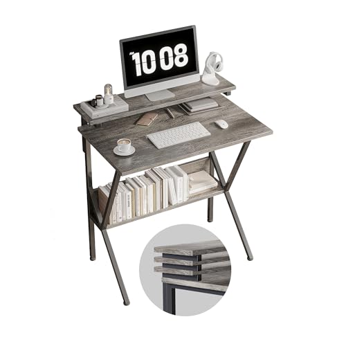 Small Desk with Adjustable Monitor Stand, Grey Y7740