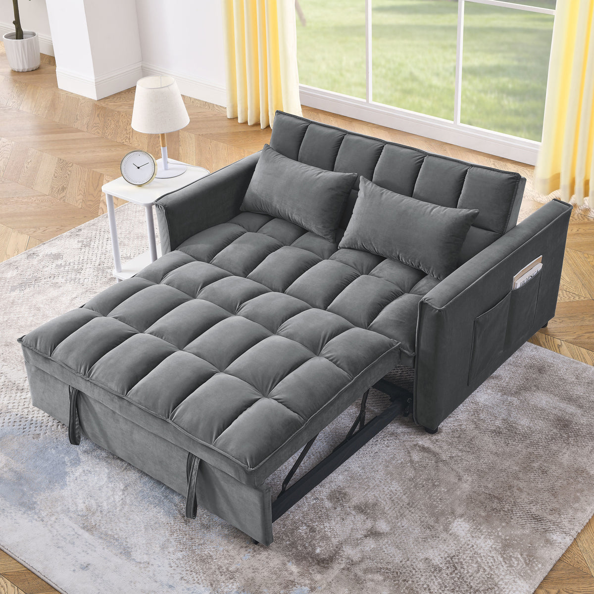 Velvet Beige 3-in-1 Sleeper Sofa E2966