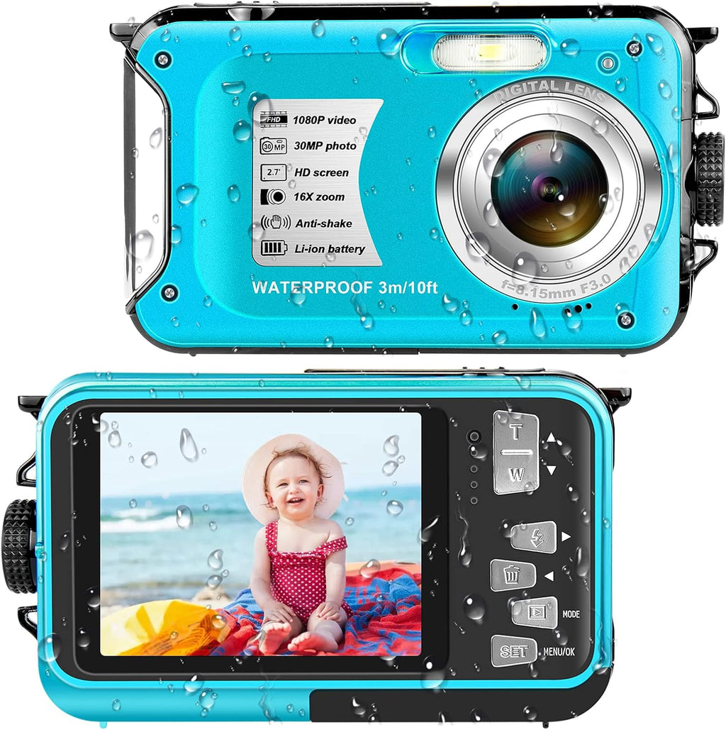 Full HD 1080P 30MP Waterproof Digital Camera 10FT, 16X Digital Zoom, Pack of 2 Y2279