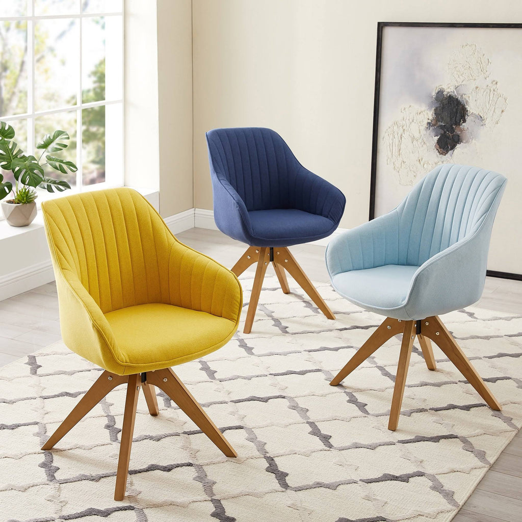 Camel Faux Leather Swivel Accent Arm Chair with Wood Legs C5085