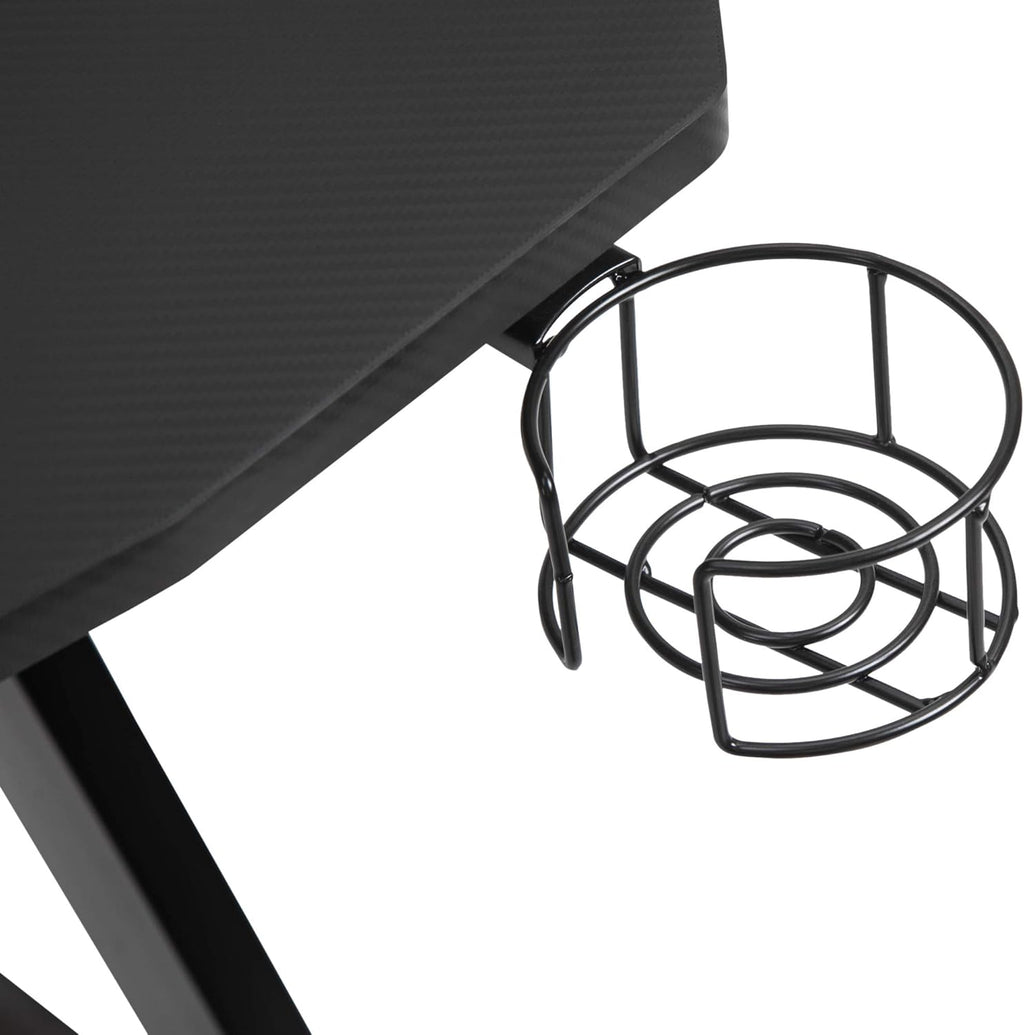 Black Gaming Desk with Cup Holder and Headphone Hook G372