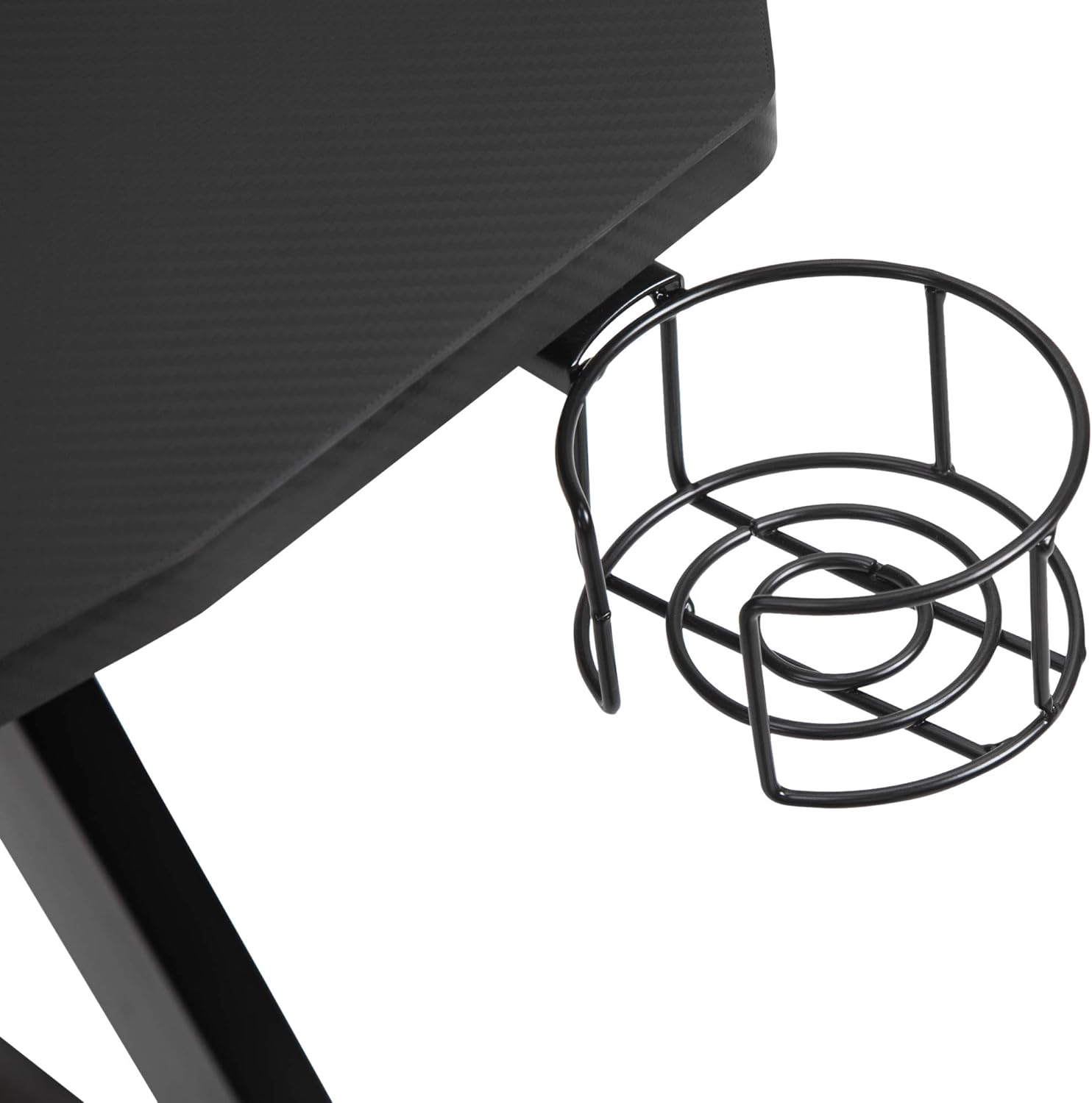 Black Gaming Desk with Cup Holder and Headphone Hook G372