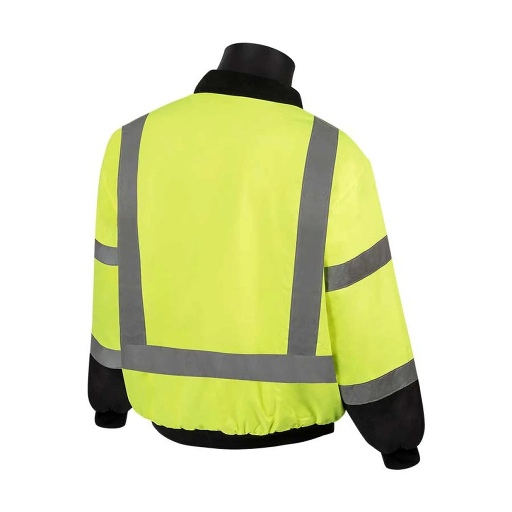 Hi Vis Class 3 Insulated Reflective Winter Work Jacket with Quilted Liner, Black Bottom, XLARGE U215