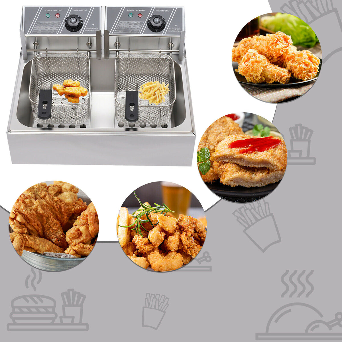 5000W Electric Deep Fryer 12L Single Tank V3165