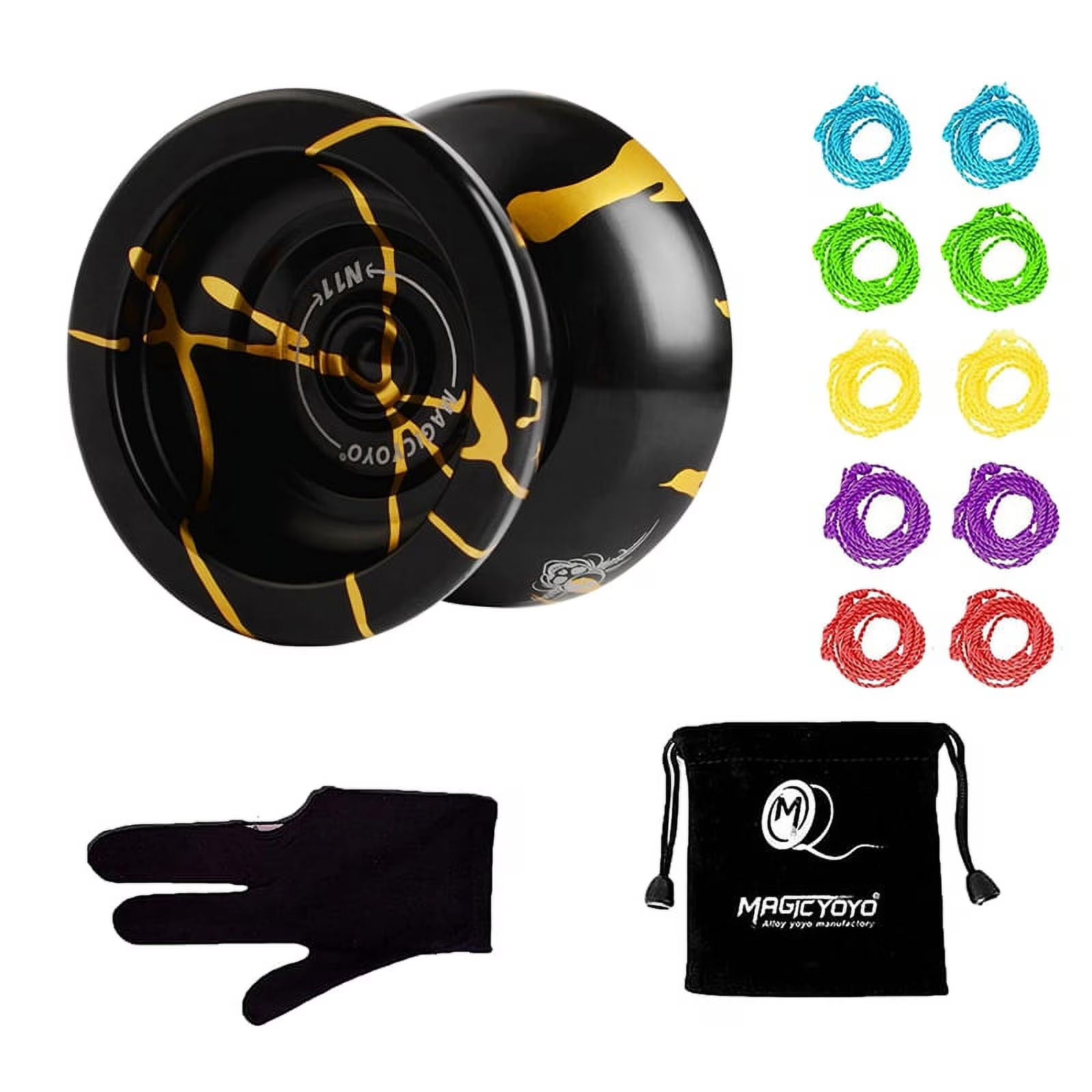 Alloy Aluminum Yoyo Ball with Bag, Glove and 10 Strings K13650