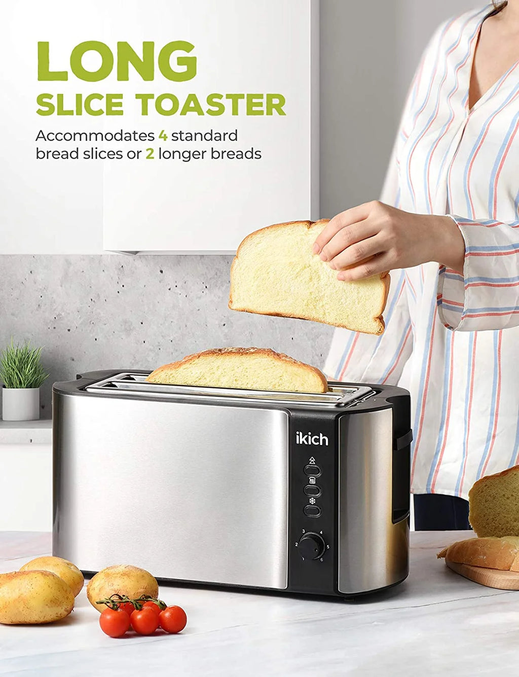 4-Slice Stainless Steel Toaster with Removable Crumb Tray D7495