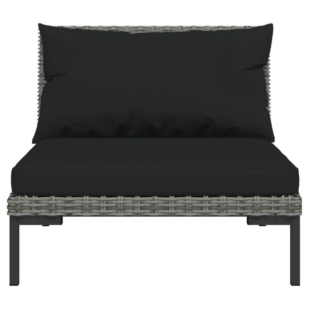 10 Piece Patio Set with Cushions Poly Rattan Dark Gray T460924