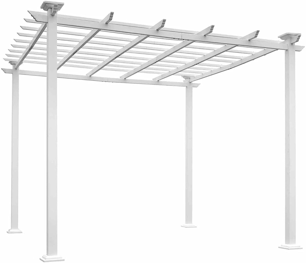 White Iron Square Patio Gazebo Pergola P2597