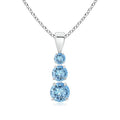 14K White Gold Aquamarine Three Stone Pendant Necklace N97819