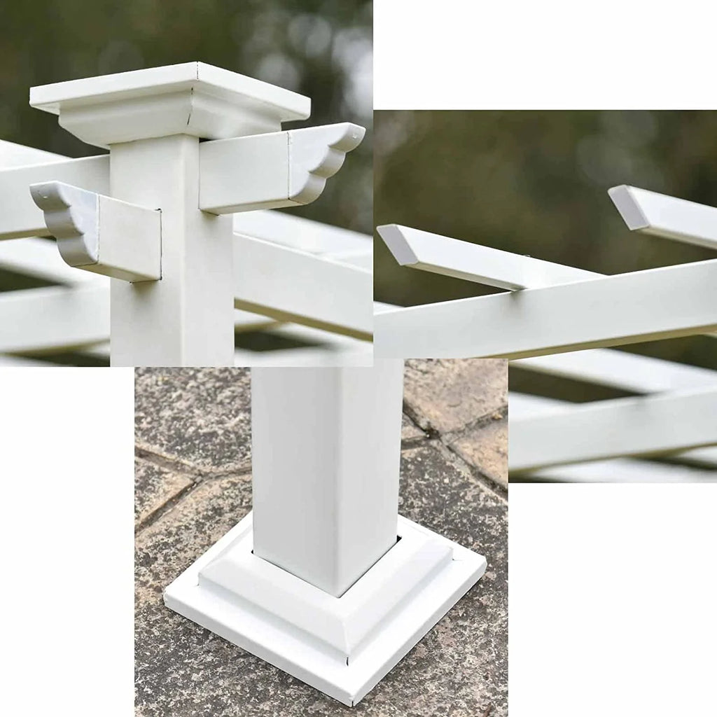 White Iron Square Patio Gazebo Pergola P2597