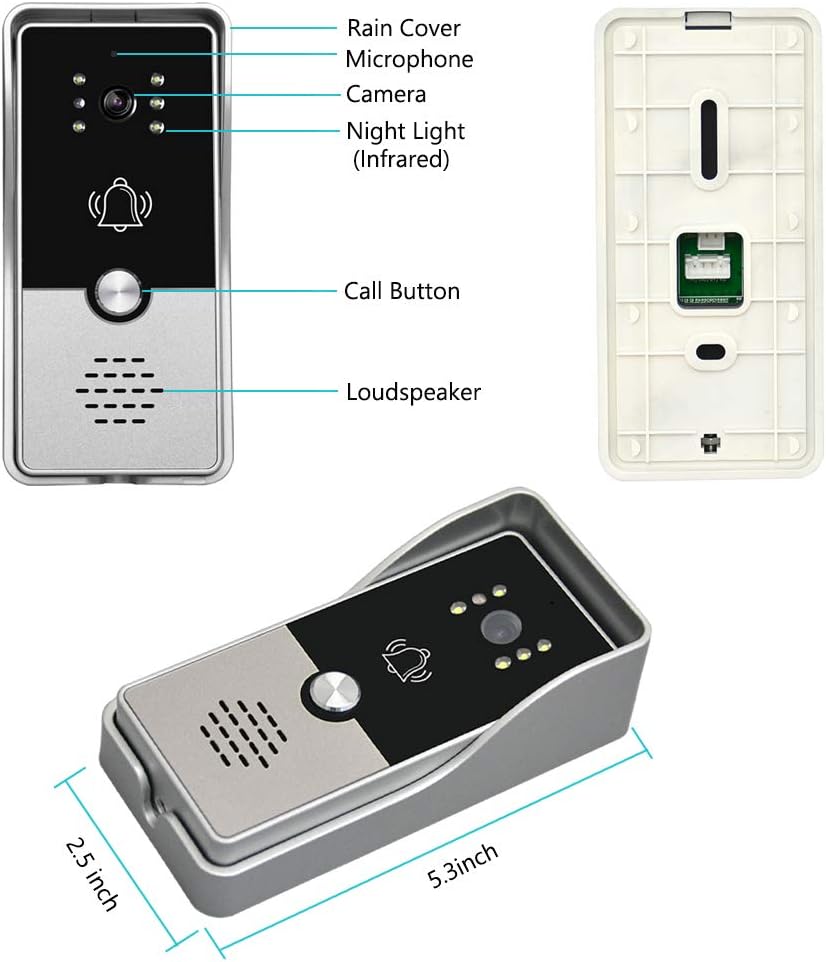 7 Inches Wired Video Door Phone System with IR Night Vision Camera B3949