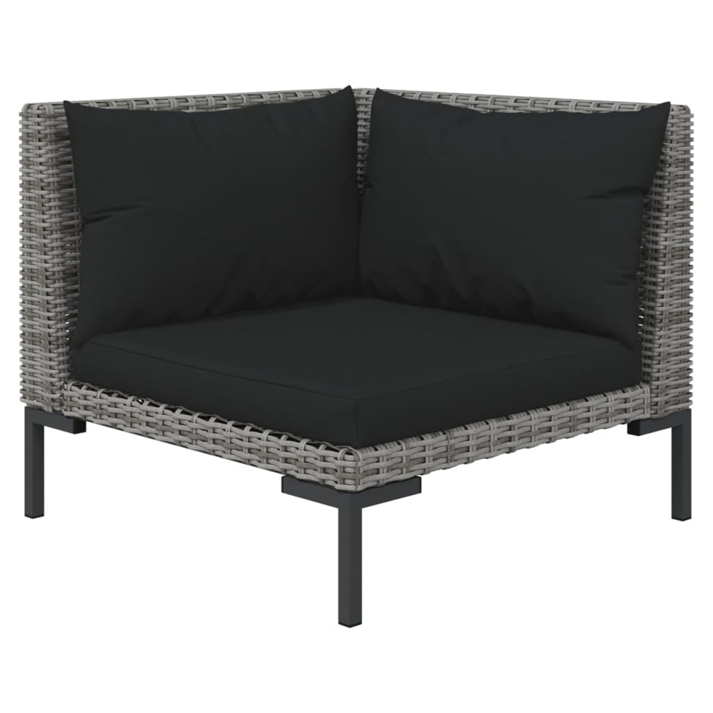 10 Piece Patio Set with Cushions Poly Rattan Dark Gray T460924