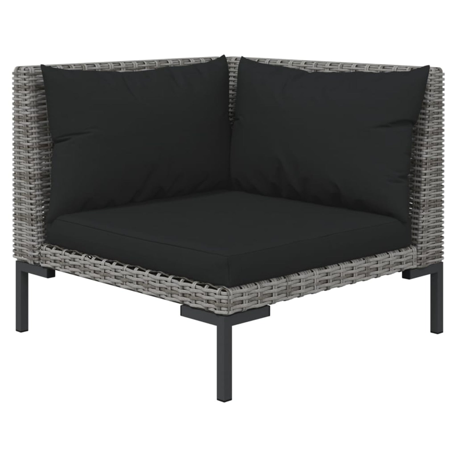 10 Piece Patio Set with Cushions Poly Rattan Dark Gray T460924