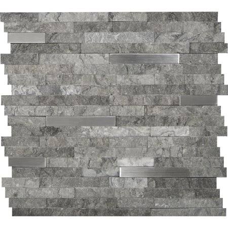 12 in. x 12 in. Matte Metal Stone Mesh-Mounted Mosaic Wall Tile V324827