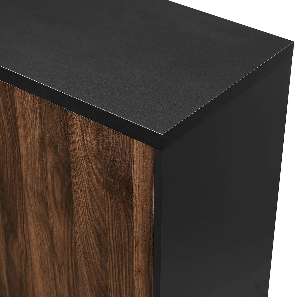 3 Door Two-Tone Sideboard Solid Black/Dark Walnut Y61421