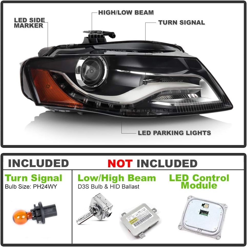 LED DRL Projector Headlight Headlamp Assembly RH Passenger Side E406352