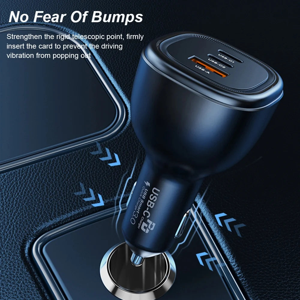 165W USB C Car Charger Adapter PD3.1 140W PD3.0 100W PPS45W QC5 H807