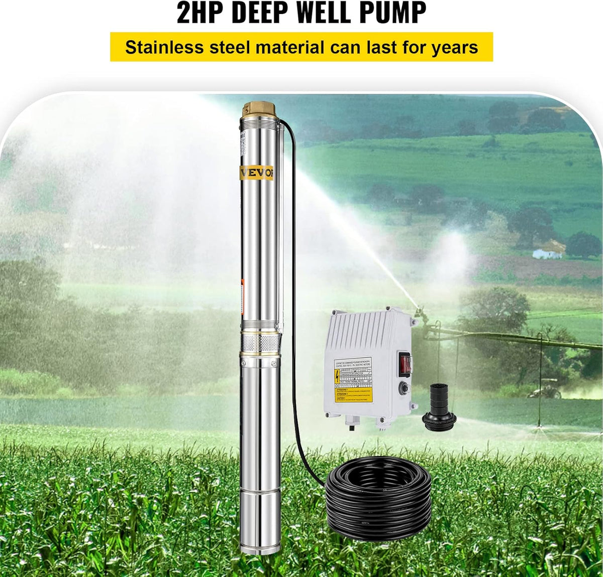 2 HP 220V Submersible Stainless Steel Deep Well Pump X78178