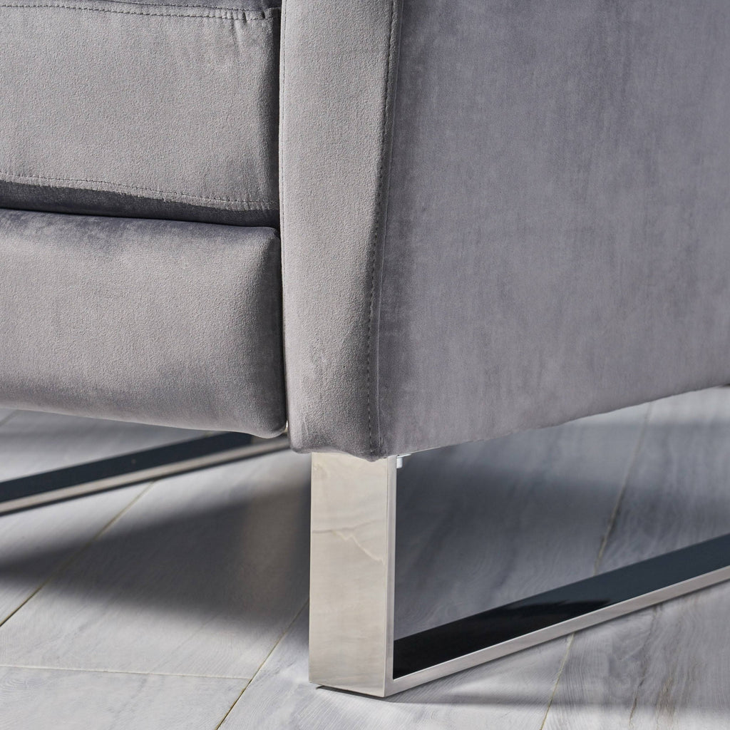 Gray High Leg Push-Back Recliner with Stainless Steel Legs Z648