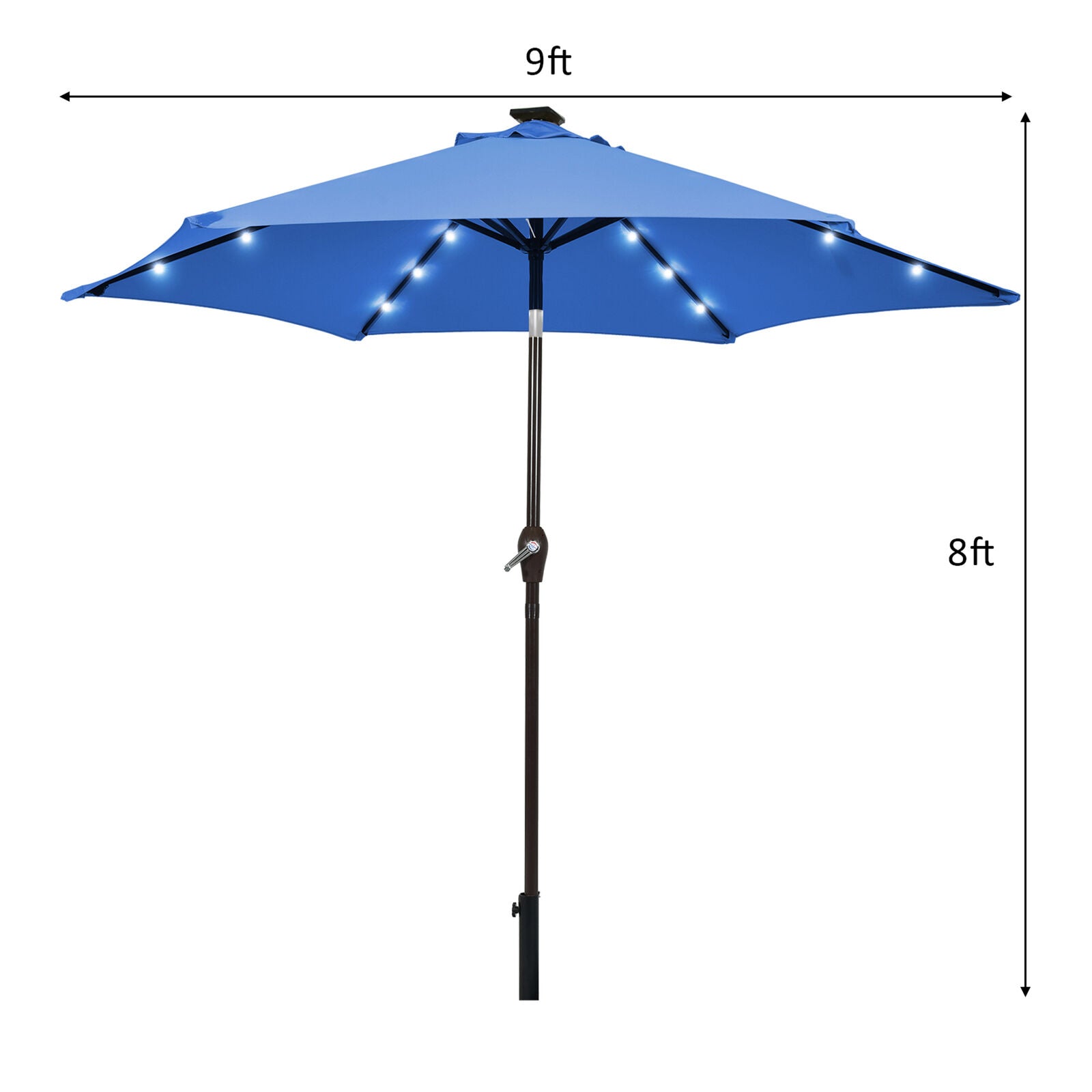 9 ft Patio Table Market Umbrella with Solar LED Lights H499