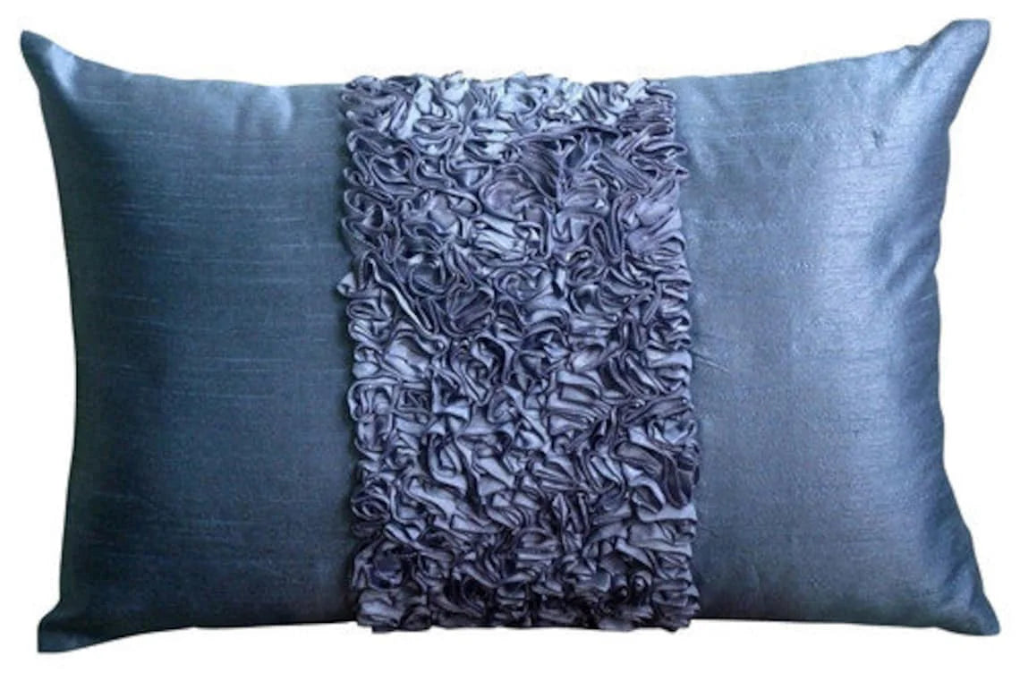 Blue Silk King Pillow Shams 20x36 inch S4637