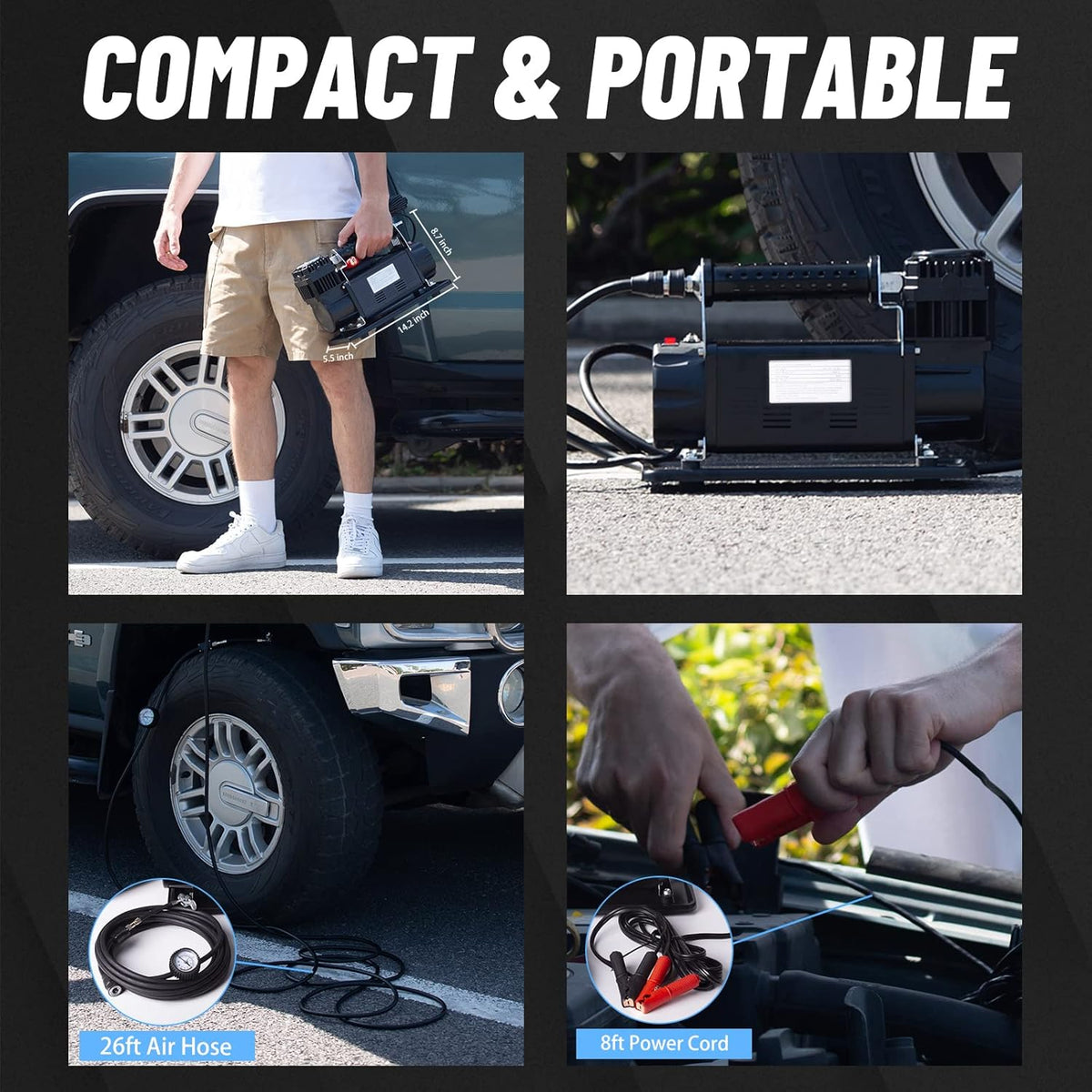 Portable Air Compressor 12v Car Truck Tires Inflator 5.65CFM Heavy Duty Air Pump J2156