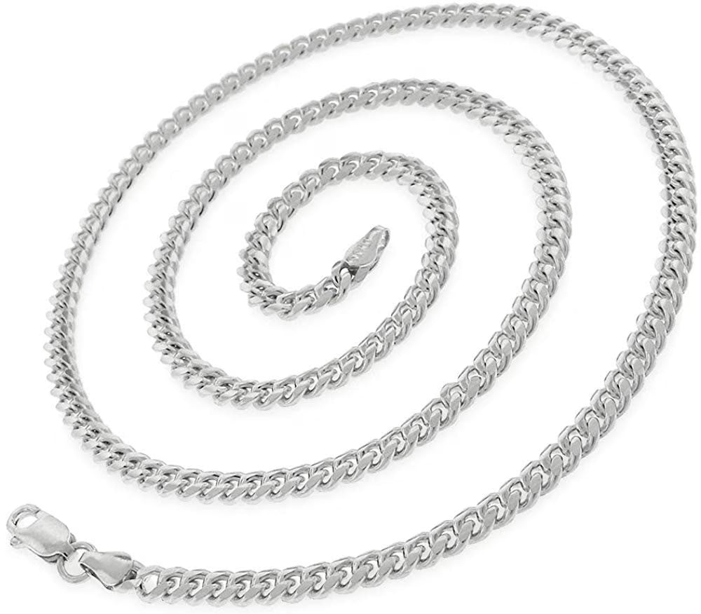 Italian Sterling Silver Miami Cuban Chain Necklace P60056