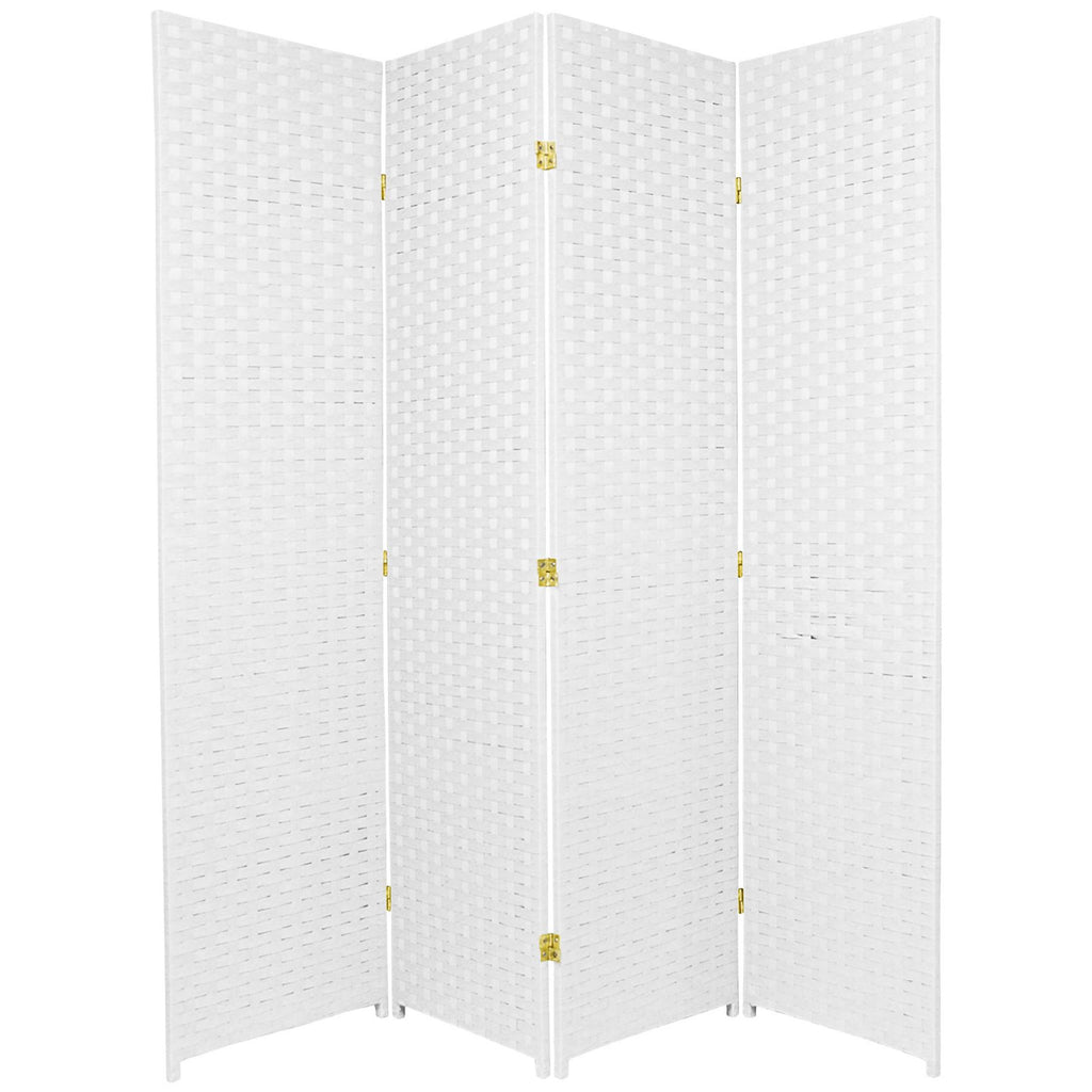 White 4 Panel Woven Fiber Room Divider K261862