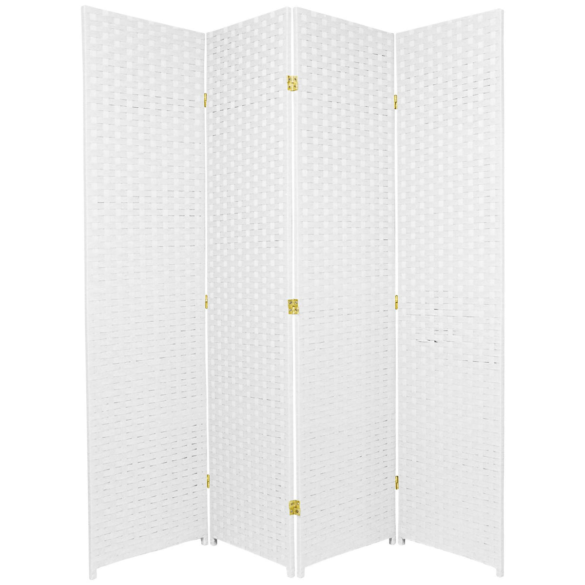 White 4 Panel Woven Fiber Room Divider K261862