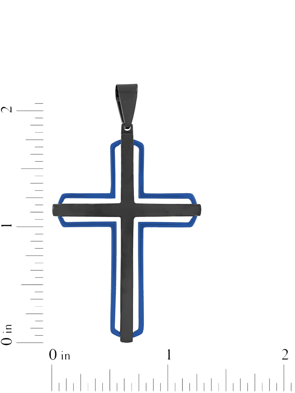 Stainless Steel Black & Blue Cross Pendant Necklace H152456