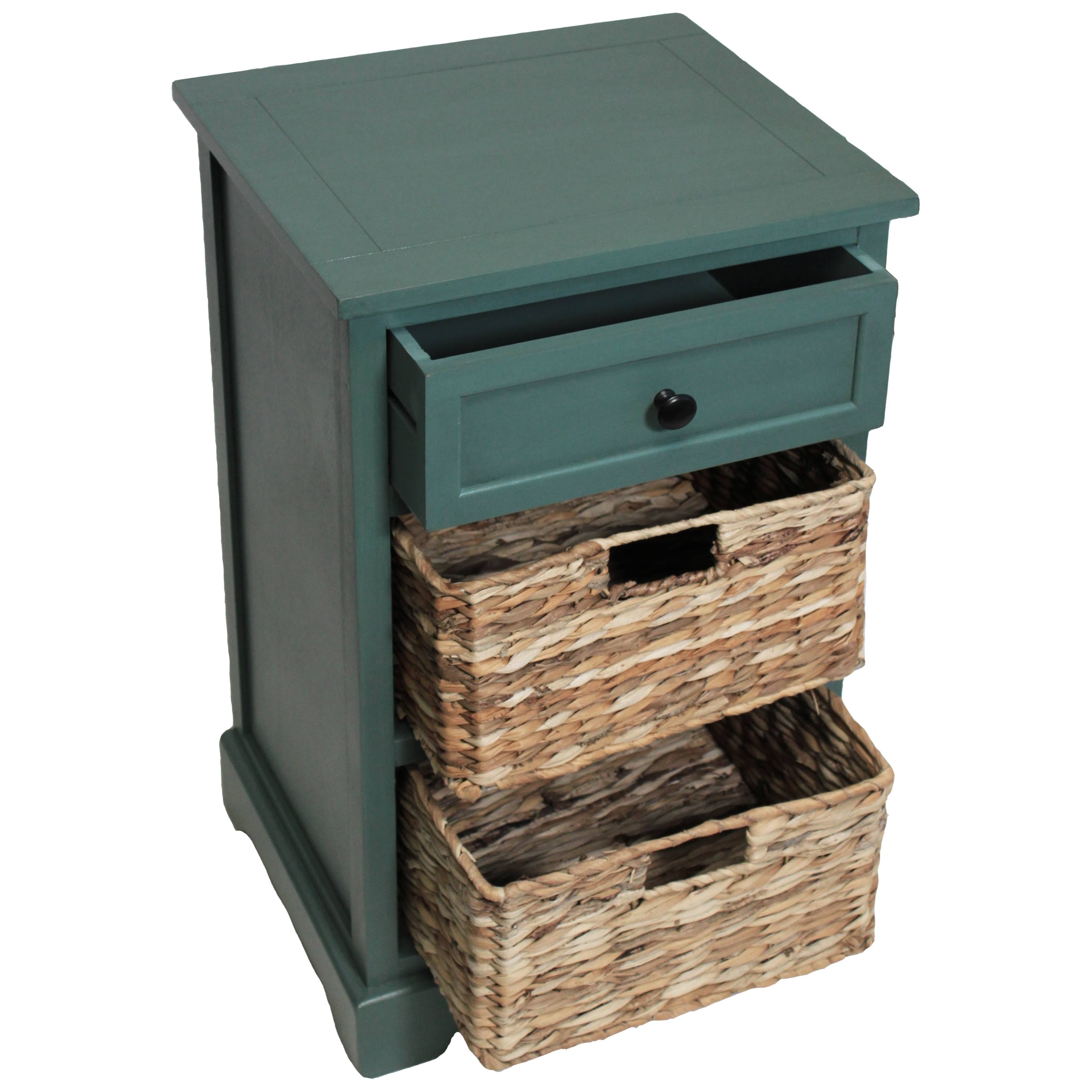 Blue 3-Drawer Wood Side Table Nightstand G4864
